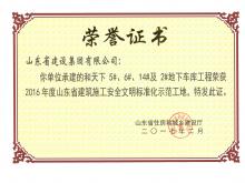 和天下5#、6#、14#及2#地下车库获2016年度省建筑施工安全文明标准化示范工地